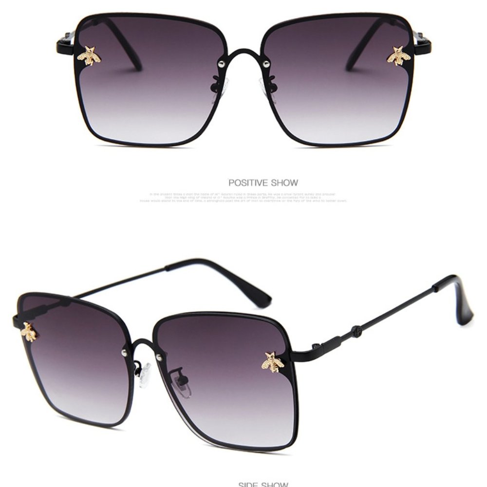 Black Frame Black Lens Aviator Style Bee Glass NWT